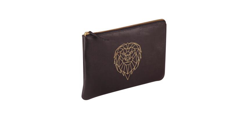 BLACK FOREST Pochette universelle 27x19 cm, Lion - Noir et doré