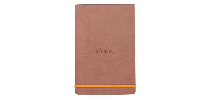 Rhodiarama Webnotepad rembordé rigide A5 192 pages ligné microperforé papier ivoire 90g fermeture élastique - Bois de rose