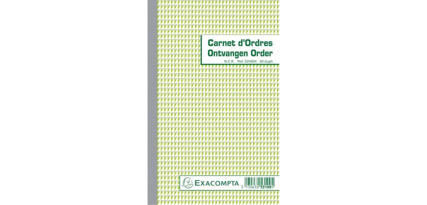 Carnet d'ordres 21x13,5cm 50 feuillets double autocopiant Billingue