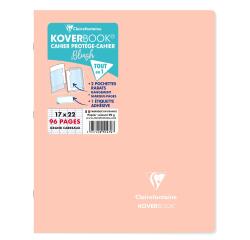 Cahier piqué Koverbook Blush 17x22cm 96 pages grands carreaux couverture polypropylène opaque bicolore - Corail/Bleu givré