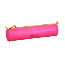 Rhodiarama ronde pennenetui Italiaans kunstleer 5x21,5 cm - Fuchsia