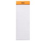 Bloc agrafé Rhodia N°8 7,4x21 cm 80 feuillets petits carreaux 5x5 80g - Orange