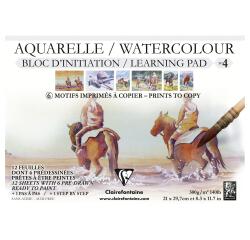 Aquarelle Prédessiné bloc collé 12F A4 300g