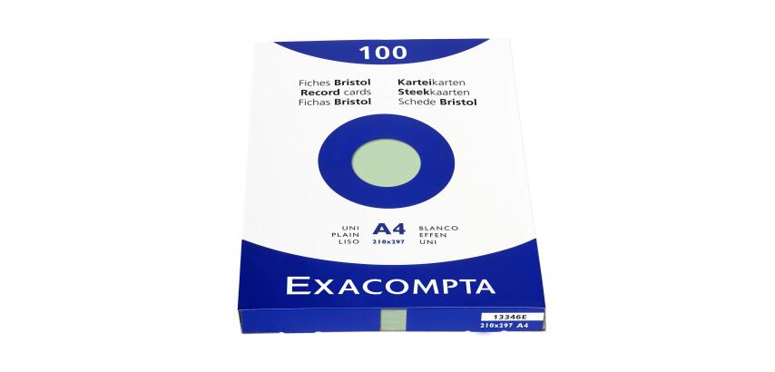 Étui de 100 fiches - bristol uni non perforé 210x297mm - Vert