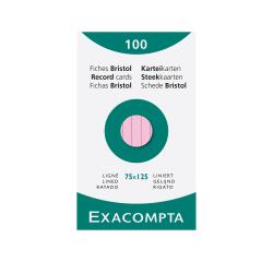 Packung mit 100 Stück Karteikarten ungelocht, 75x125mm, 205g, liniert - Rosa