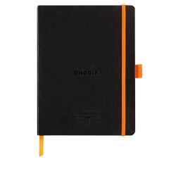 Rhodiarama Meeting book A5 maxi, 80 microgeperforeerde bladen wit papier van 90g, sluiting met elastiek en penhouder - Zwart