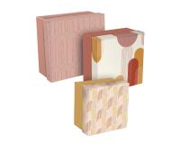 Terracotta, Set de 3 boîtes gigognes carrées 25x25x12 cm, 20x20x11cm, et 16x16x10 cm