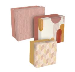 Terracotta, Set de 3 boîtes gigognes carrées 25x25x12 cm, 20x20x11cm, et 16x16x10 cm