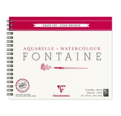 Fontaine album spiralé 12F 24x30cm 300g grain fin