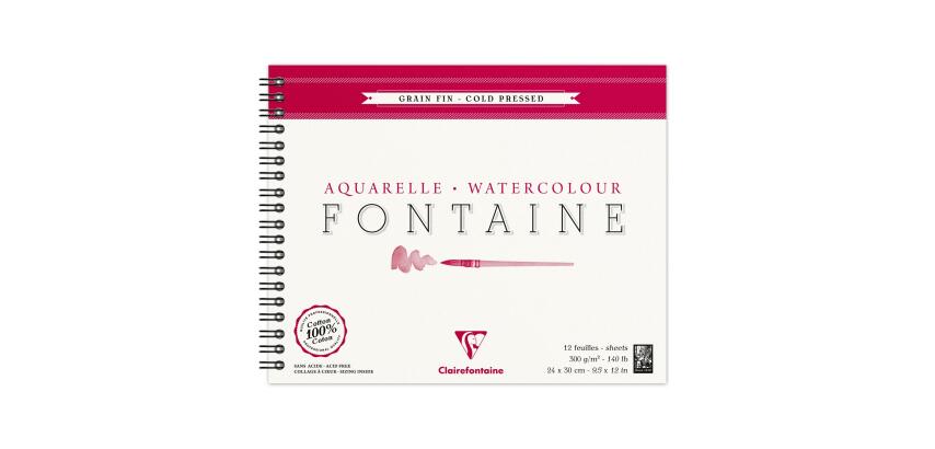 Fontaine album spiralé 12F 24x30cm 300g grain fin