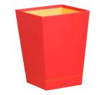 Rhodiarama corbeille à papier simili cuir italien 27x27x32 cm - Coquelicot