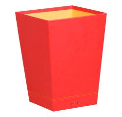 Rhodiarama prullenmand in Italiaans kunstleer 27x27x32 cm - Klaproosrood