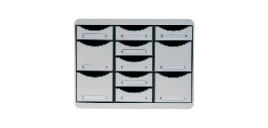 Schubladenbox STORE BOX MULTI, 11 offene Schubladen, Office - Lichtgrau