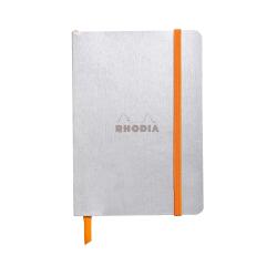 Rhodiarama carnet souple A6 144 pages ligné papier ivoire 90g fermeture élastique - Argent