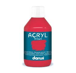 DARWI Glänzende Acrylfarbe, Flasche 250ml, Karminrot - Karmin