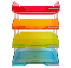 Pack 4 letter tray COMBO harlequin gl tr - Assorted colours