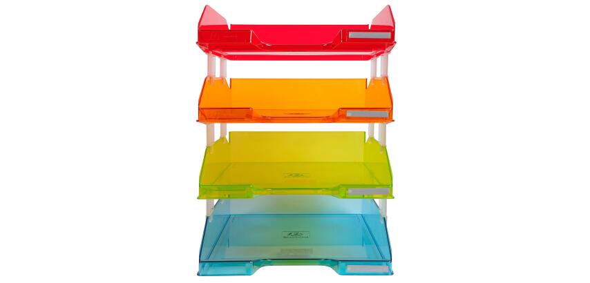 Pack 4 letter tray COMBO harlequin gl tr - Assorted colours