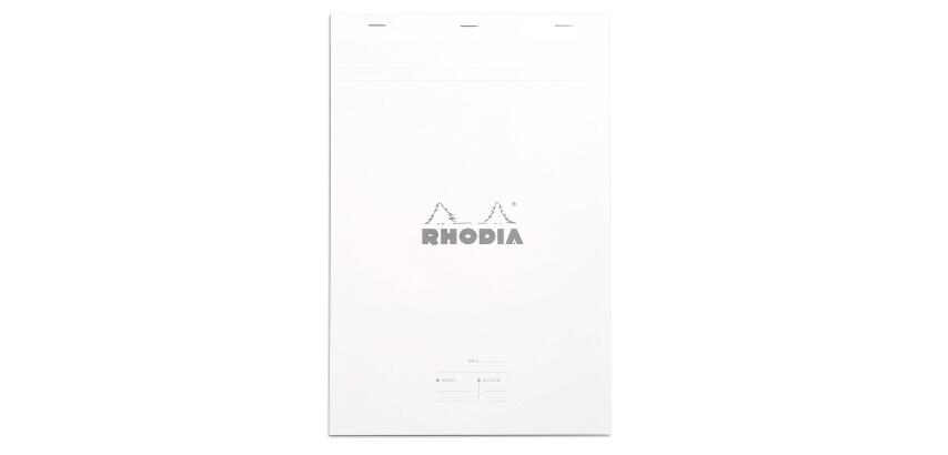 Meeting Pad - bloc agrafé Rhodia N°19 A4+ 80 feuillets pré-imprimés détachables 80g - Blanc