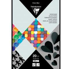 Schwarzes Papier (Tonpapier), Block mit 20 Blatt A4 (21x29,7 cm) 120g/m2 - Schwarz