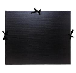 Zeichenmappe mit Stoffbändern, Kraftkarton mit Papierbezug, schwarz, 32x45cm für Format DIN A3 - Schwarz
