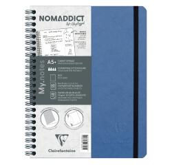 My.Notes Age Bag notitieboek met spiraalbinding en afscheurbare strook A5+ 120 uitscheurbare gestippelde (DOT) pagina's + kader bovenaan - Blauw
