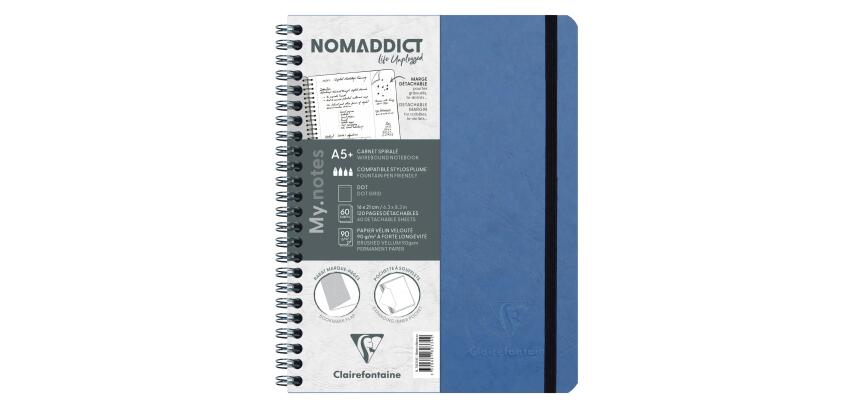 My.Notes Age Bag carnet reliure intégrale à marges détachables A5+ 120 pages détachables DOT + cadre en-tête - Bleu