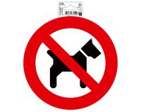 Panneau PP adhésif antidérapant Interdit aux chiens 20 cm - Rouge