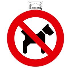 Panneau PP adhésif antidérapant Interdit aux chiens 20 cm - Rouge