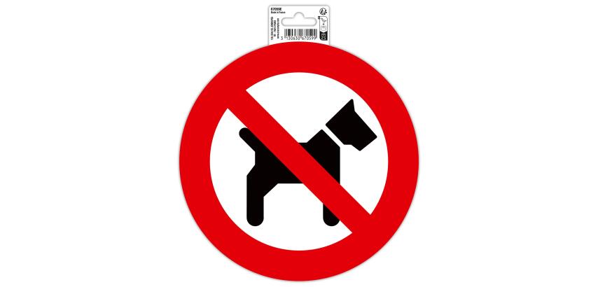 Panneau PVC adhésif antidérapant Interdit aux chiens 20 cm - Rouge