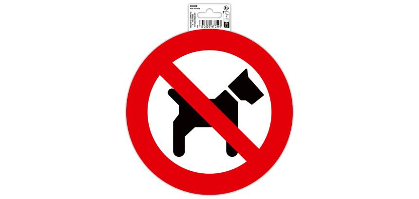 Panneau PVC adhésif antidérapant Interdit aux chiens 20 cm - Rouge
