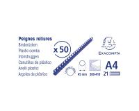 Boite 50 reliures spirales plastique 45mm - Noir