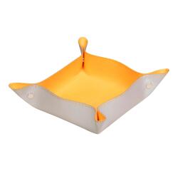 Rhodiarama omkeerbaar prullenbakje in Italiaans kunstleer 12x12x4,5 cm - Zilver