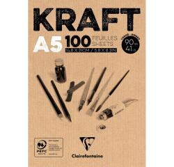 Kraft bloc collé 100F A5 90g