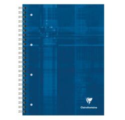 Bind'O Block cahier reliure intégrale A4+ 160 pages détachables perforé 4 trous petits carreaux + marge et cadre en-tête 4 couleurs de bandes Bleu - Bleu