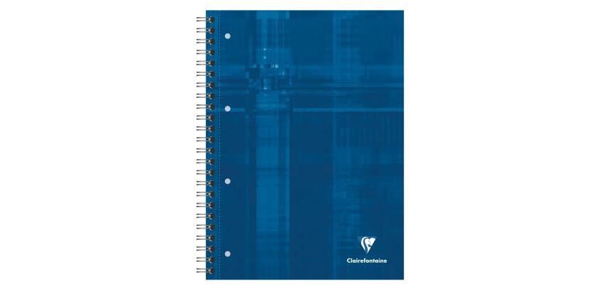 Bind'O Block cahier reliure intégrale A4+ 160 pages détachables perforé 4 trous petits carreaux + marge et cadre en-tête 4 couleurs de bandes Bleu - Bleu