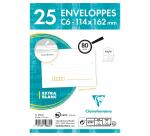 Paquet de 25 Enveloppes Blanches C6-114x162 mm - Précasées - Auto-Adhésives - 80g/m2 - Blanc