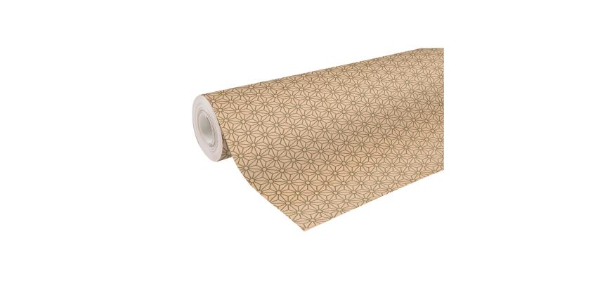 Kraft Recycled, grote rol geschenkpapier 50mx70cm Motief Christmas gouden ruit - Goud