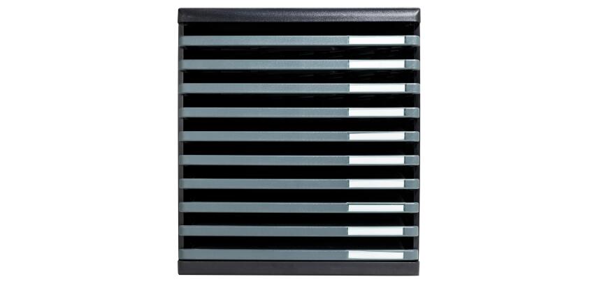 Schubladenbox MODULO A4, 10 offene Laden - Schwarz/Mausgrau