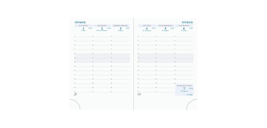 Recharge Agenda de poche Horizons 15 10,5 x 15 cm Semainier Janvier à Décembre 2027 - Tranche or