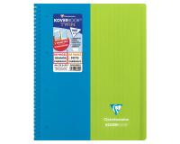 Cahier reliure intégrale enveloppante Koverbook TWIN A4+ 80 pages grands carreaux + 80 pages petits carreaux détachables perforé 4 trous couverture polypropylène bicolore - Assortis