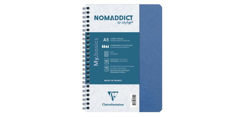 Cahier reliure intégrale Age Bag A5 100 pages petits carreaux - Bleu