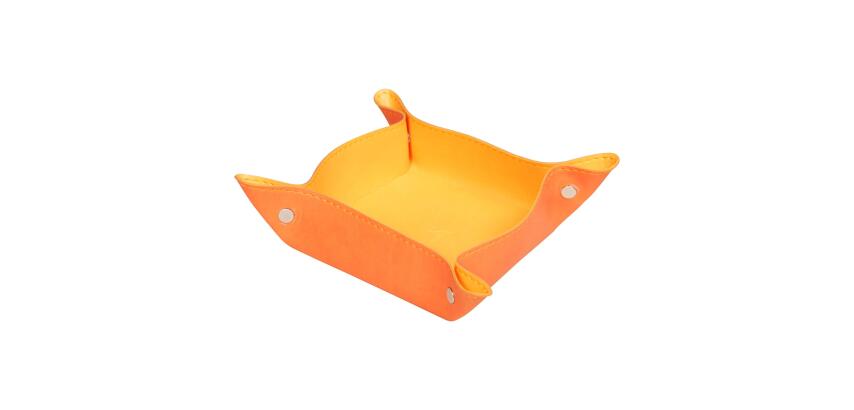 Rhodiarama vide-poche réversible simili cuir italien 12x12x4,5 cm - Tangerine
