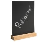 Support visuel vertical ardoise avec socle bois A4 - Noir