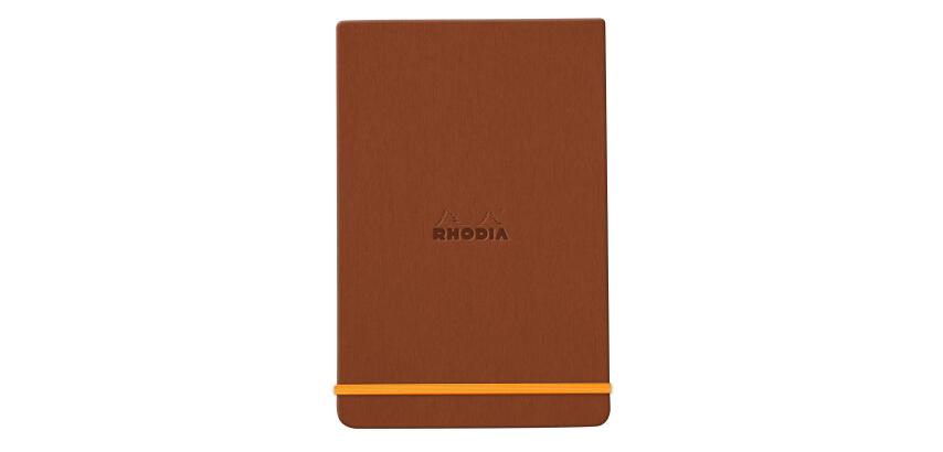 Rhodiarama Webnotepad rembordé rigide A5 192 pages ligné microperforé papier ivoire 90g fermeture élastique - Cuivre