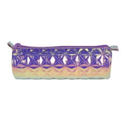 Holografische ronde etui formaat 7x22 cm, paars - Paars|