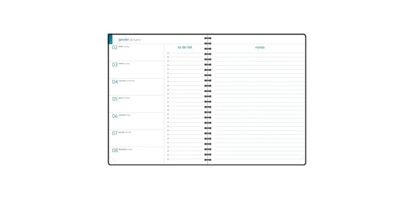 Recharge agenda de bureau EasyTime 27S spiralé 21 x 27 cm Semainier Janvier à Décembre 2027
