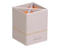 Rhodiarama pot à crayons simili cuir italien 8x8x11 cm - Argent