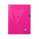 Cahier piqué Mimesys 24x32cm 96 pages petits carreaux couverture polypropylène - Rose