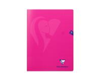 Cahier piqué Mimesys 24x32cm 96 pages petits carreaux couverture polypropylène - Rose