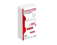 Paquet de 100 Enveloppes Blanches DL-110x220mm - Auto-Adhésives - 80g/m2 - Blanc